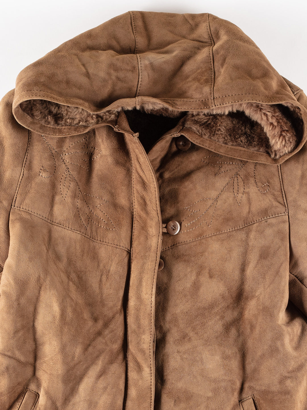 Vintage 80's Women Sheepskin Coat in BrownMN464