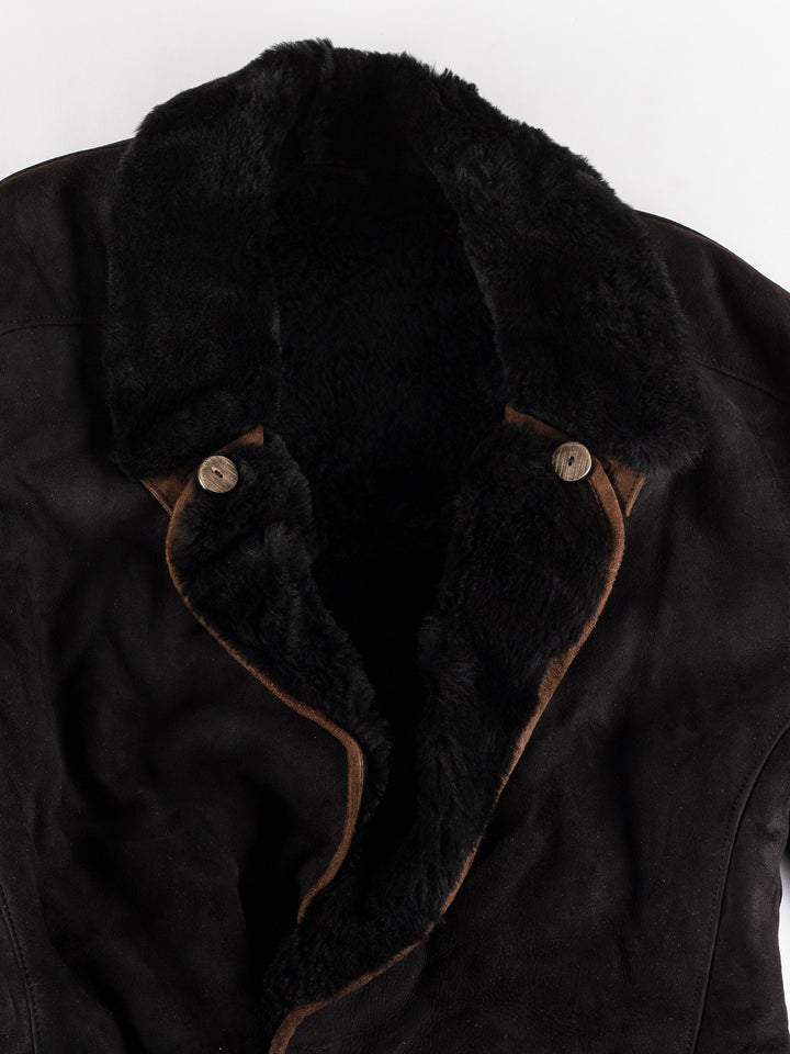 Vintage 80's Men Sheepskin Coat in BlackVN461