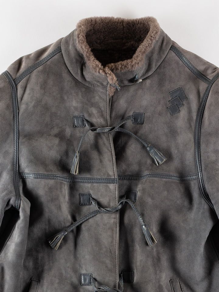 Vintage 80's Women Sheepskin Coat in Gray