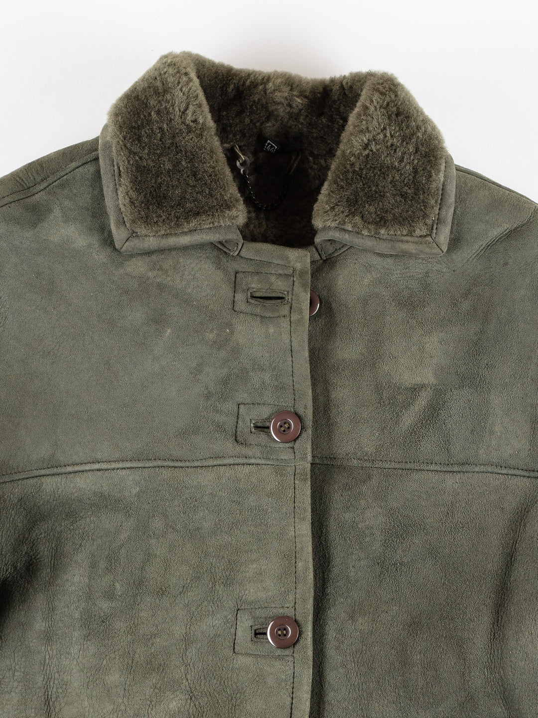Vintage 80's Women Sheepskin Coat in GreenMN432