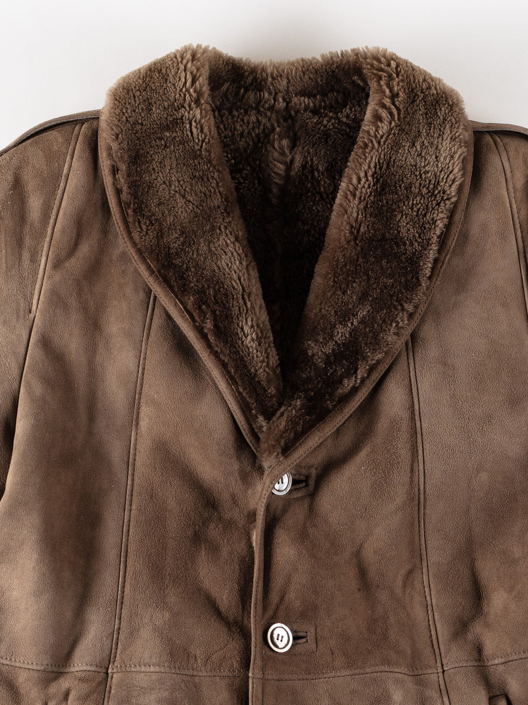 Vintage 80's Men Sheepskin Coat in BrownVN415