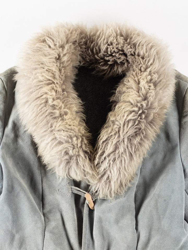 Vintage Women Faux Sheepskin Coat in GrayMN311