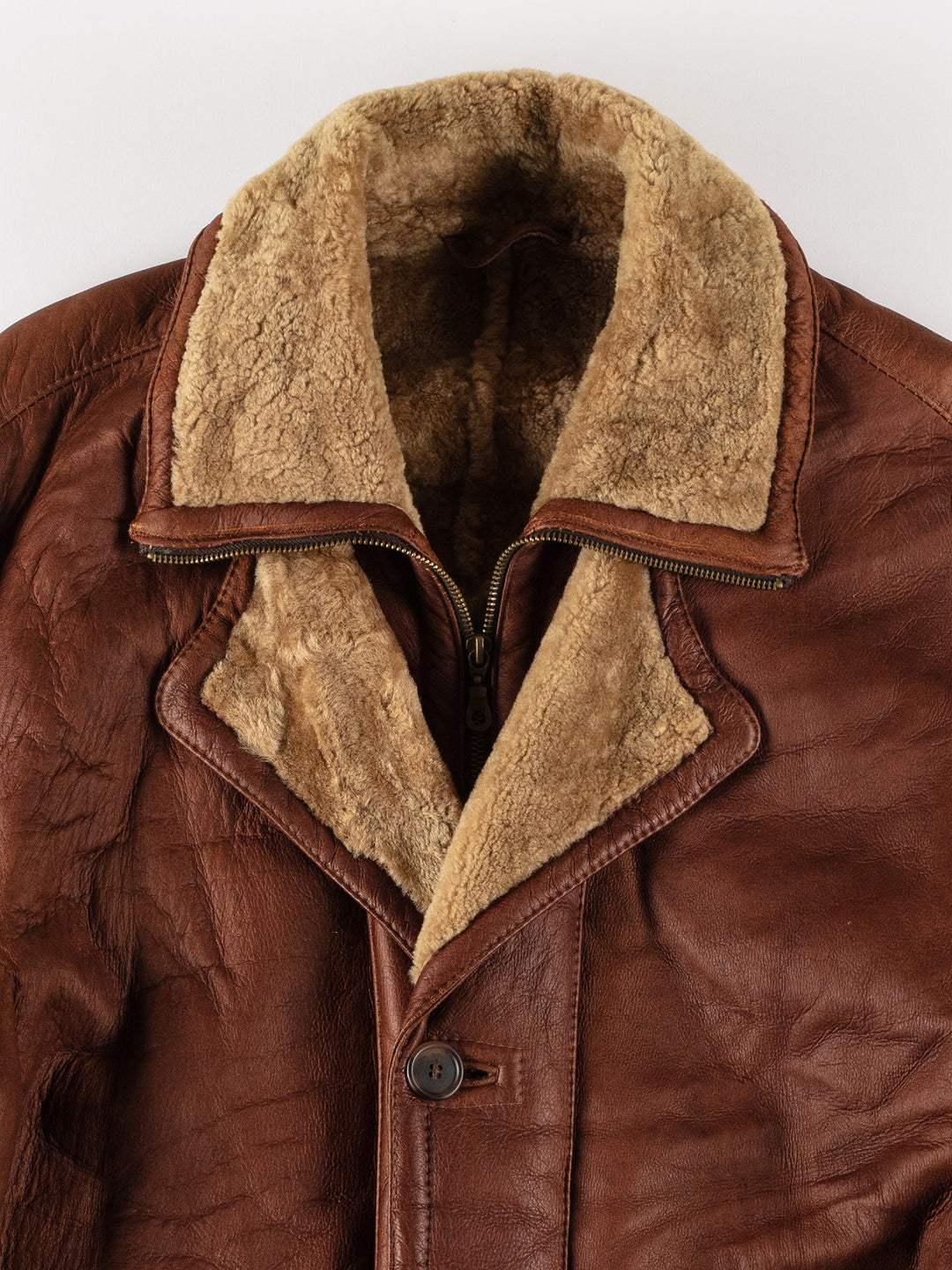 Vintage 80's Men Sheepskin Coat in BrownVN578