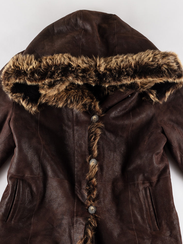Vintage 70's Women Sheepskin Coat in BrownMN678