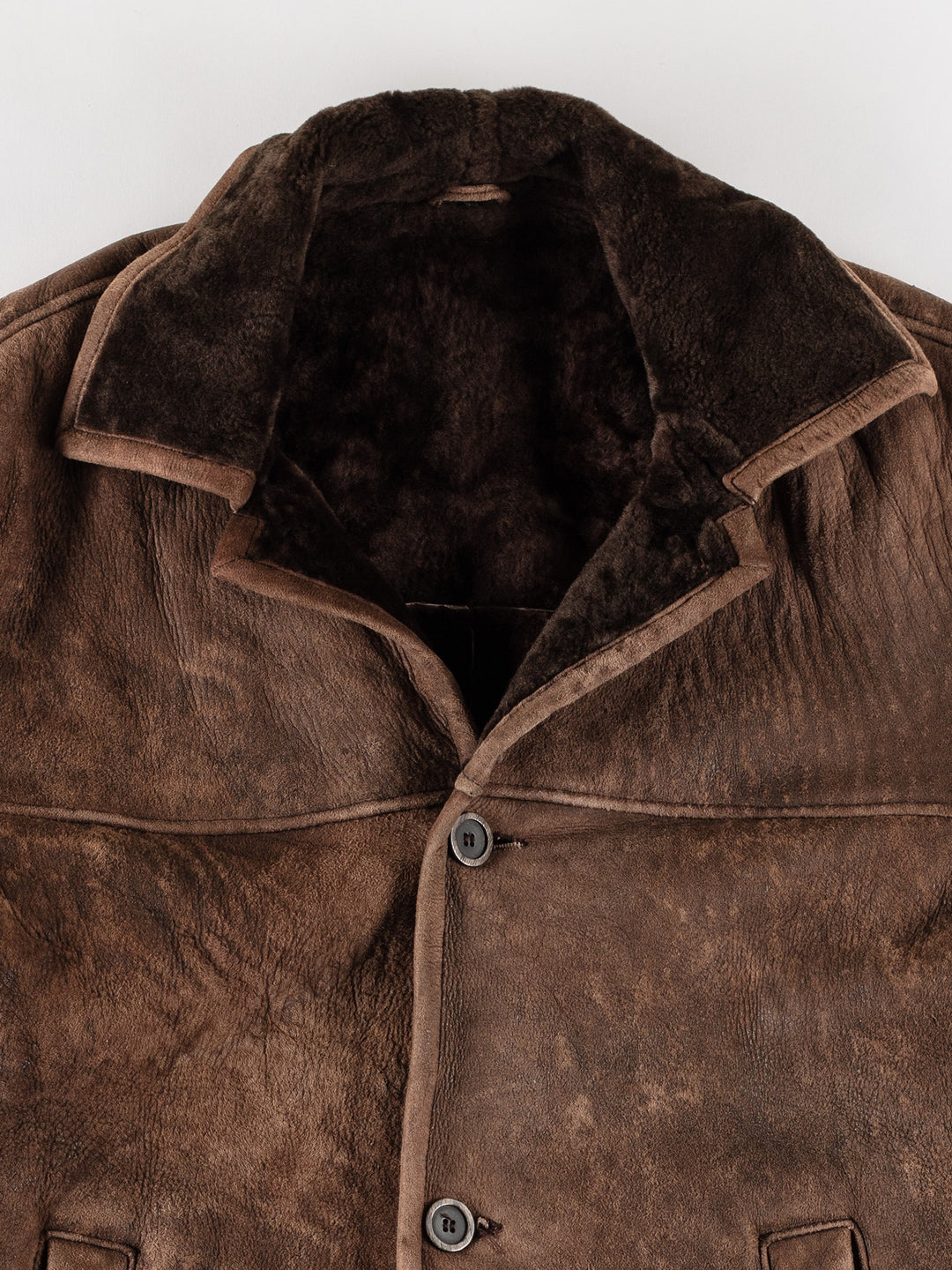 Vintage 80's Men Sheepskin Coat in BrownVN688