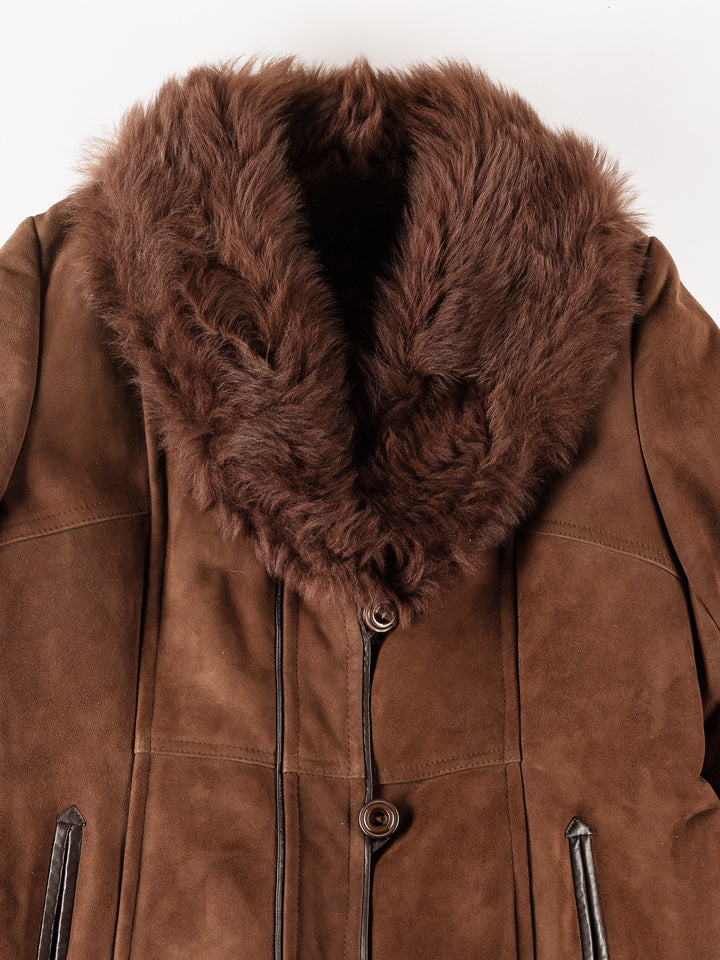 Vintage 80's Women Sheepskin Coat in BrownMN281