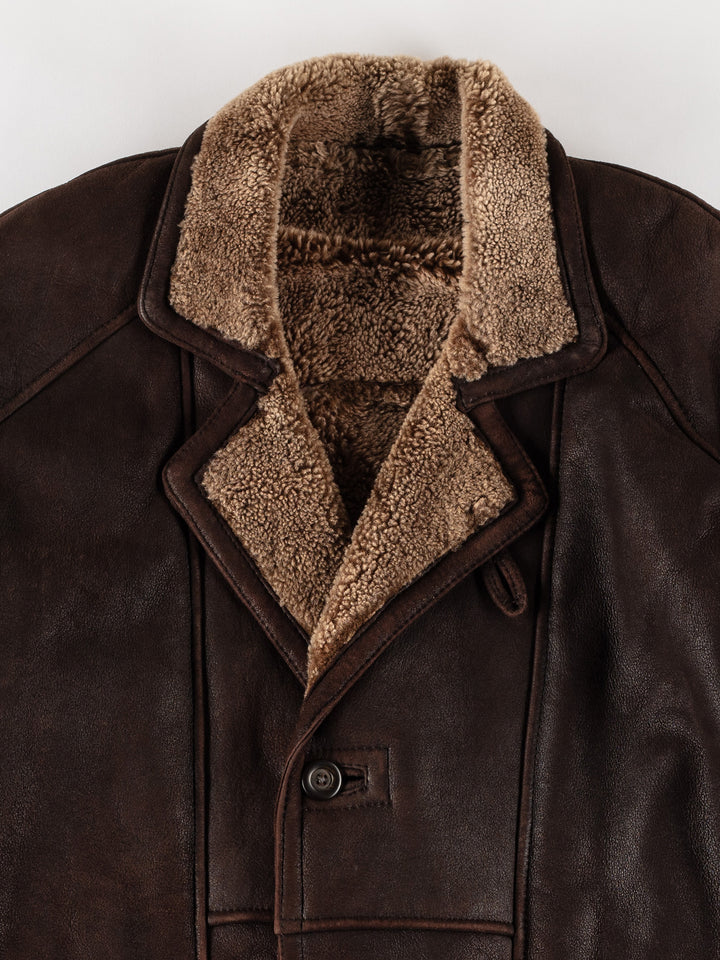 Vintage 80's Men Sheepskin Coat in BrownVN702