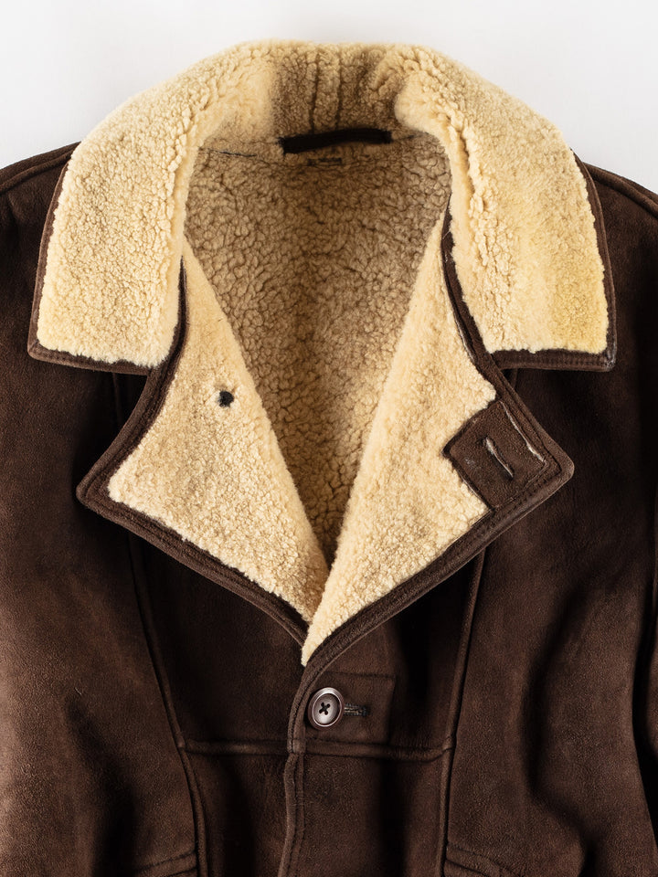 Vintage 80's Men Sheepskin Coat in BrownVN781