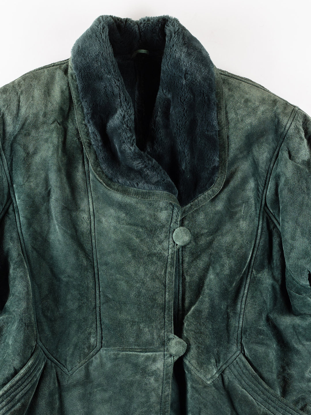 Vintage 80's Women Sheepskin Coat in GreenMN317