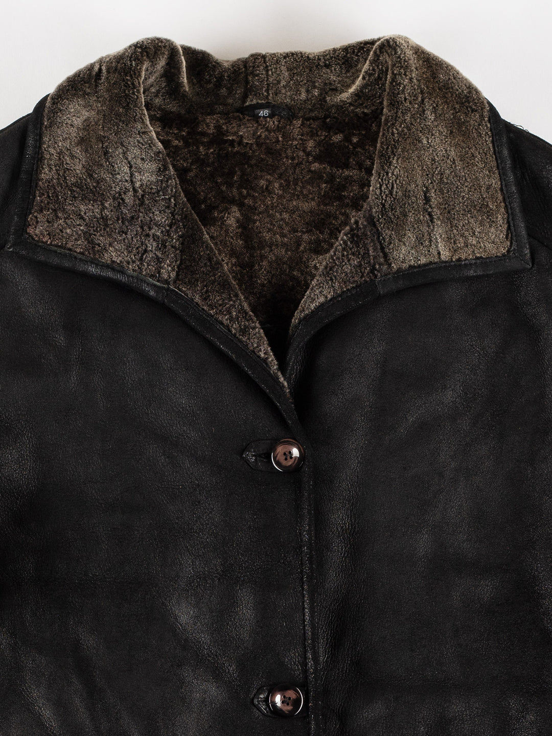 Vintage 80's Women Sheepskin Coat in BlackMN746