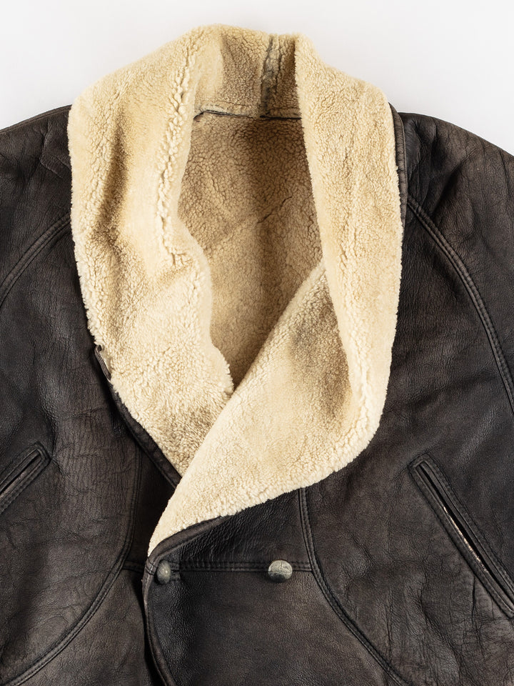 Vintage 80's Women Sheepskin Vest in BlackMN658
