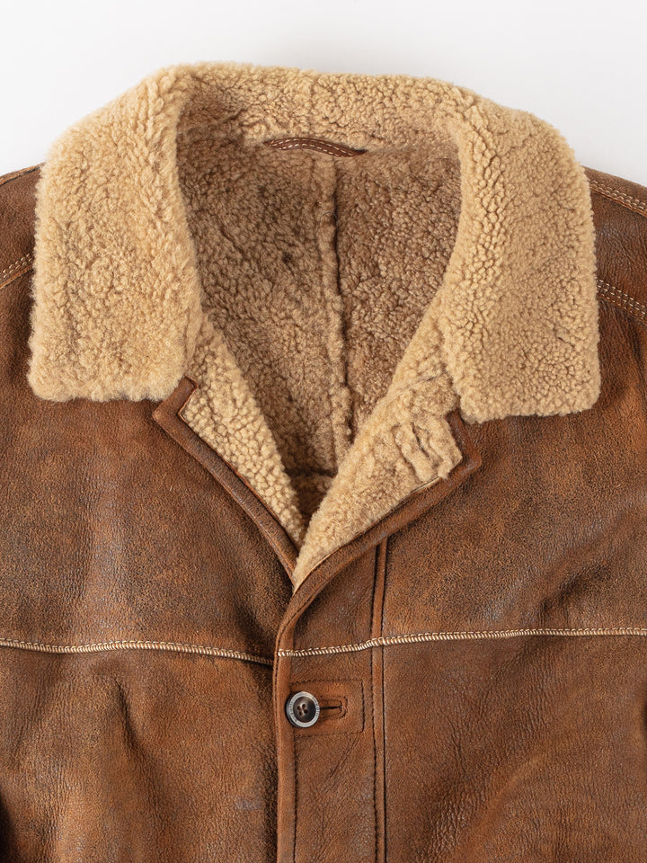 Vintage 90's Men Sheepskin Jacket in BrownVN278