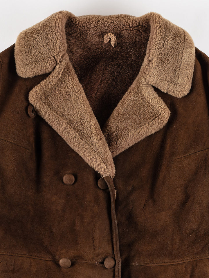 Vintage 80's Women Sheepskin Coat in BrownMN481