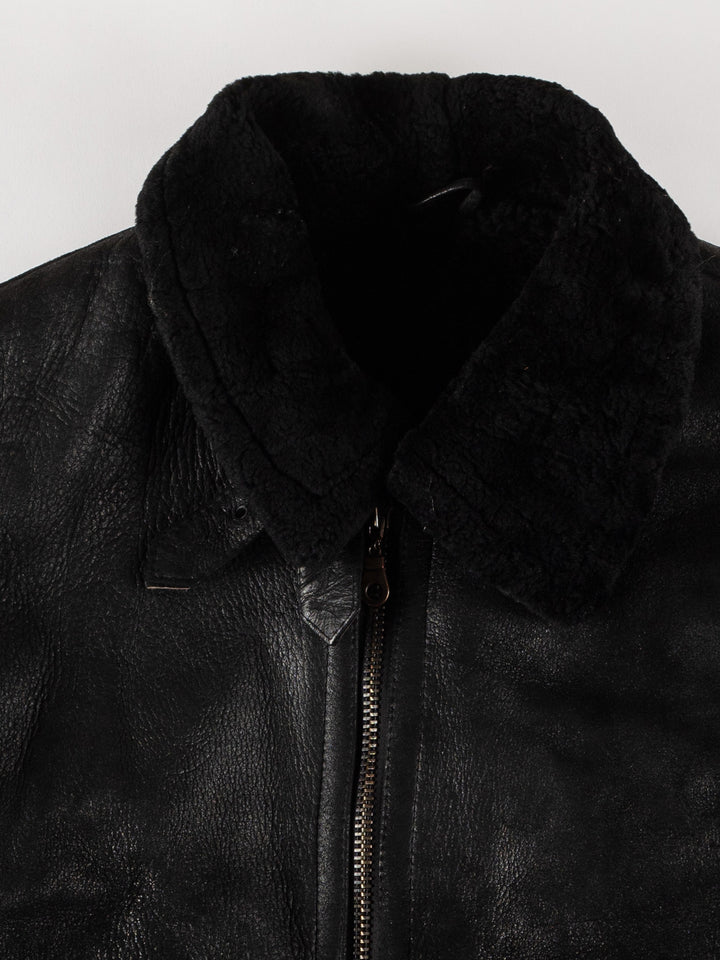 Vintage 80's Men Sheepskin Jacket in BlackVN684