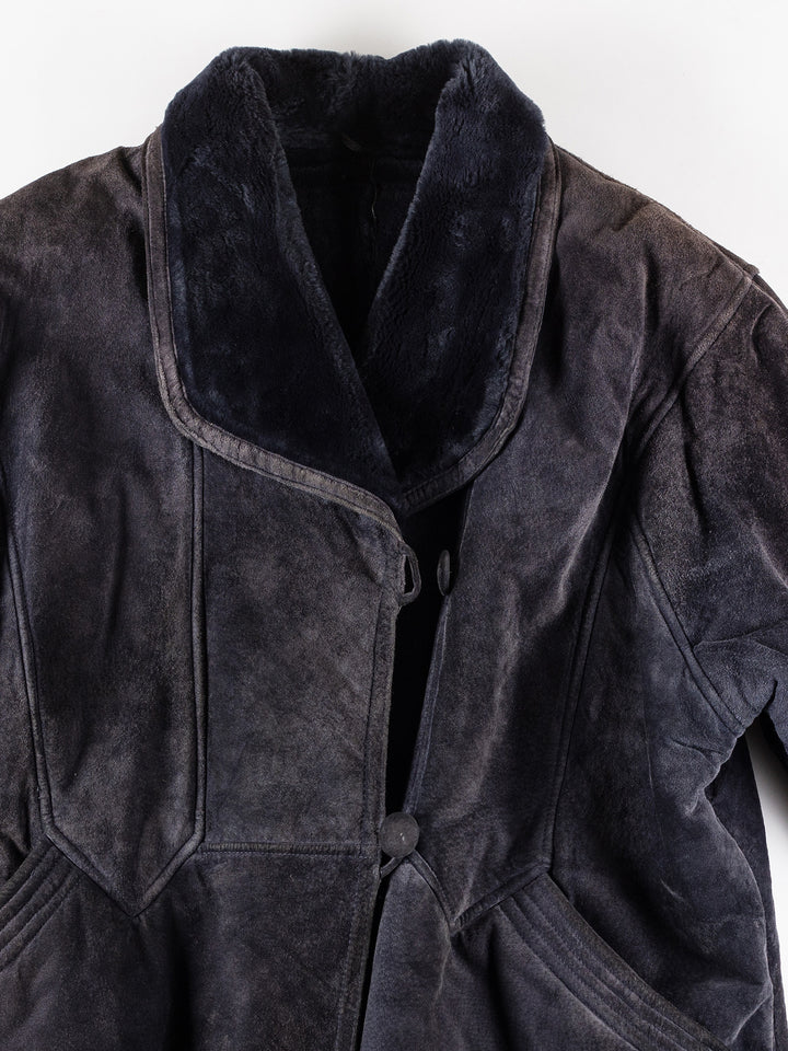 Vintage 80's Women Faux Sheepskin Coat in PurpleMN269