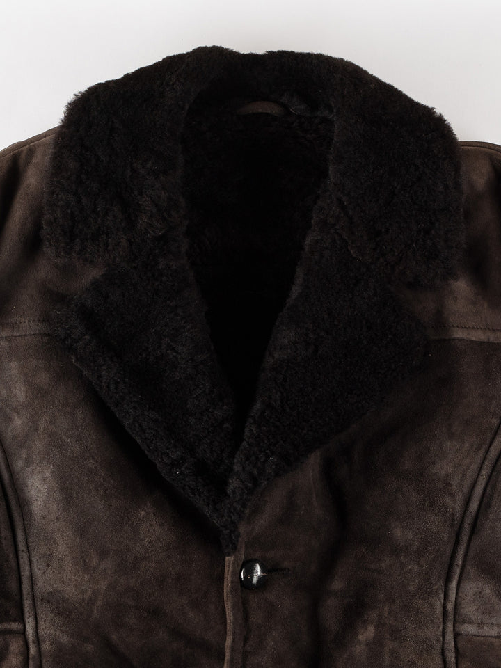 Vintage 80's Men Sheepskin Coat in GrayVN420