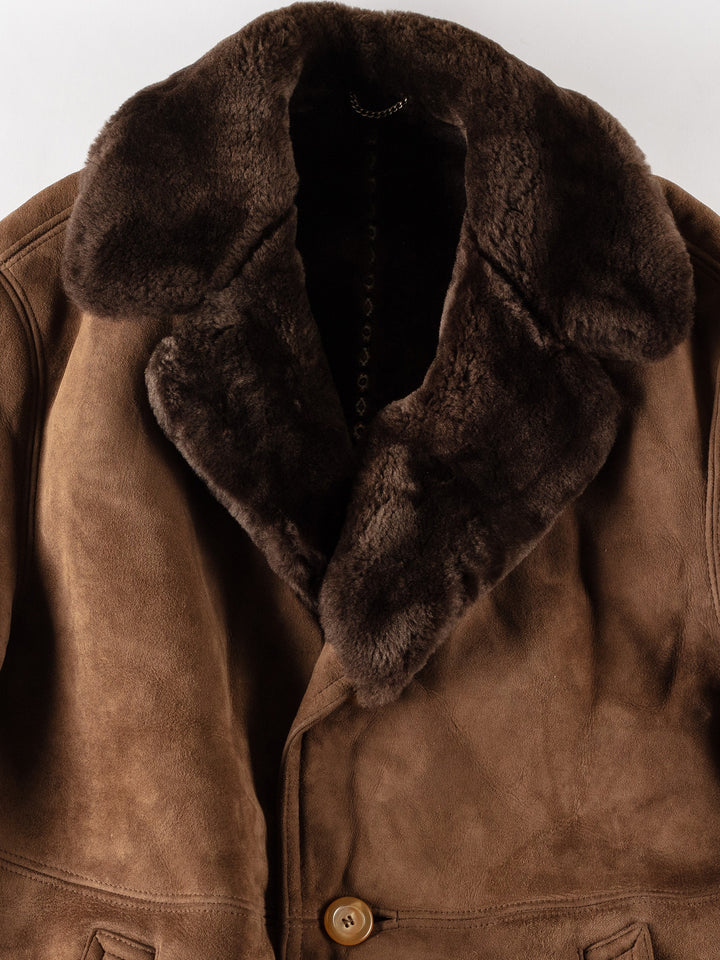 Vintage 90's Men Sheepskin Coat in BrownVN430