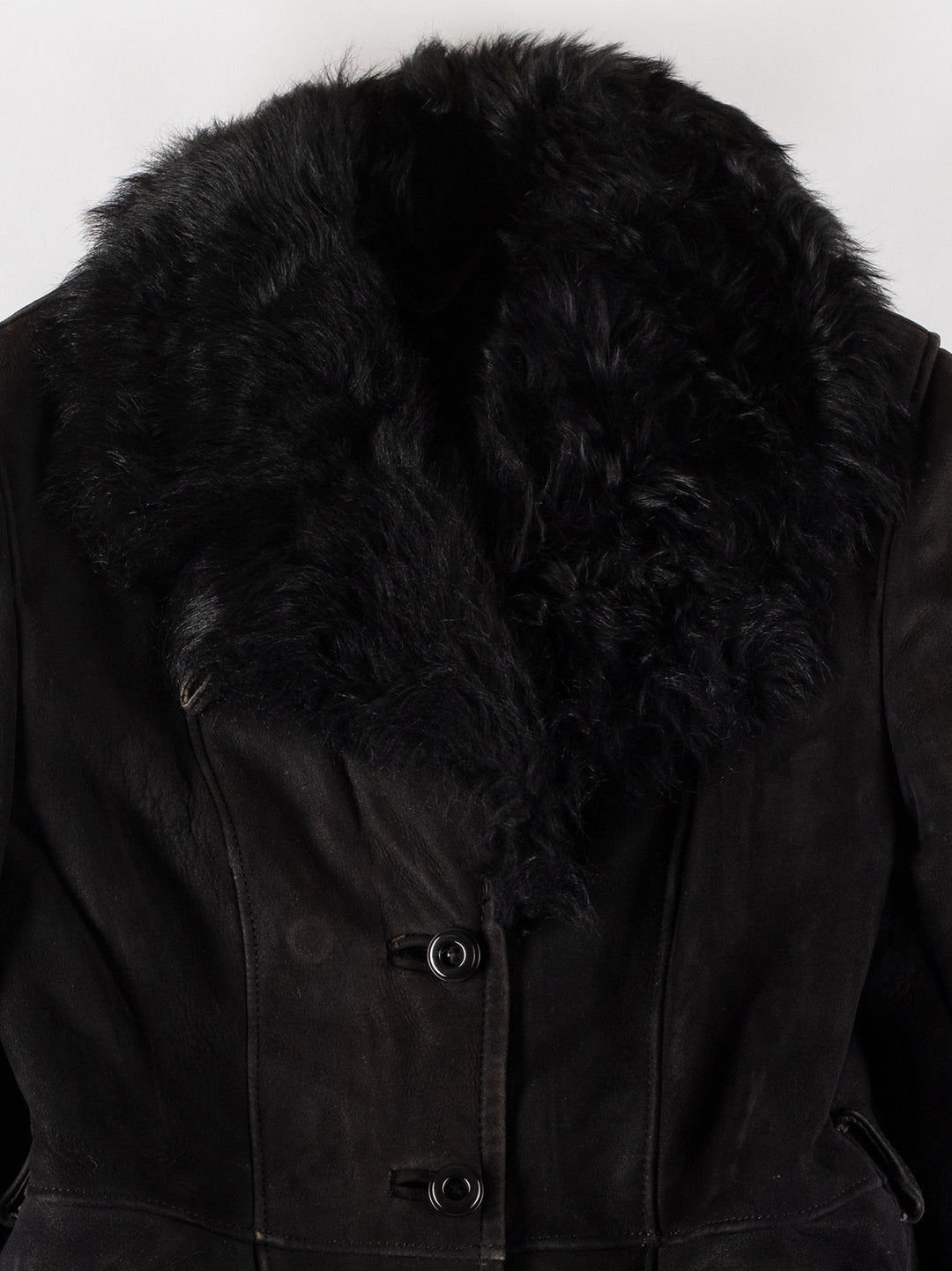 Vintage 70's Women Sheepskin Coat in BlackMN737