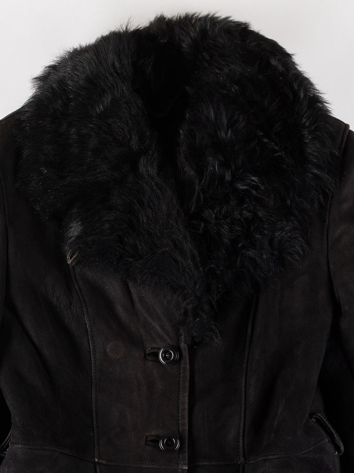 Vintage 70's Women Sheepskin Coat in BlackMN737