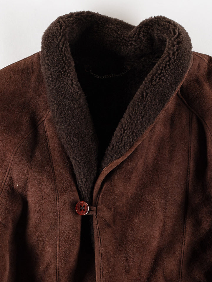 Vintage 80's Men Sheepskin Coat in BrownVN777