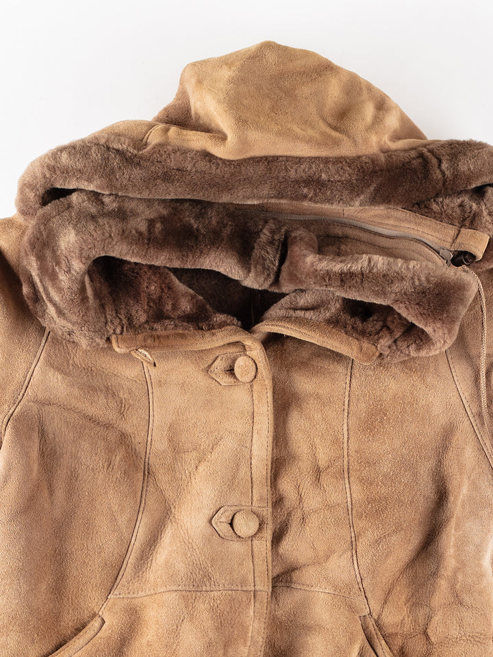 Vintage 80's Women Sheepskin Coat in BrownMN307