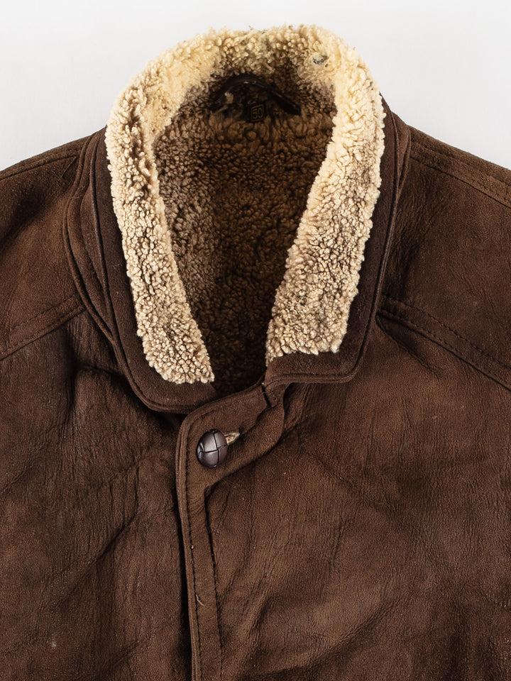 Vintage 80's Men Sheepskin Coat in BrownVN760