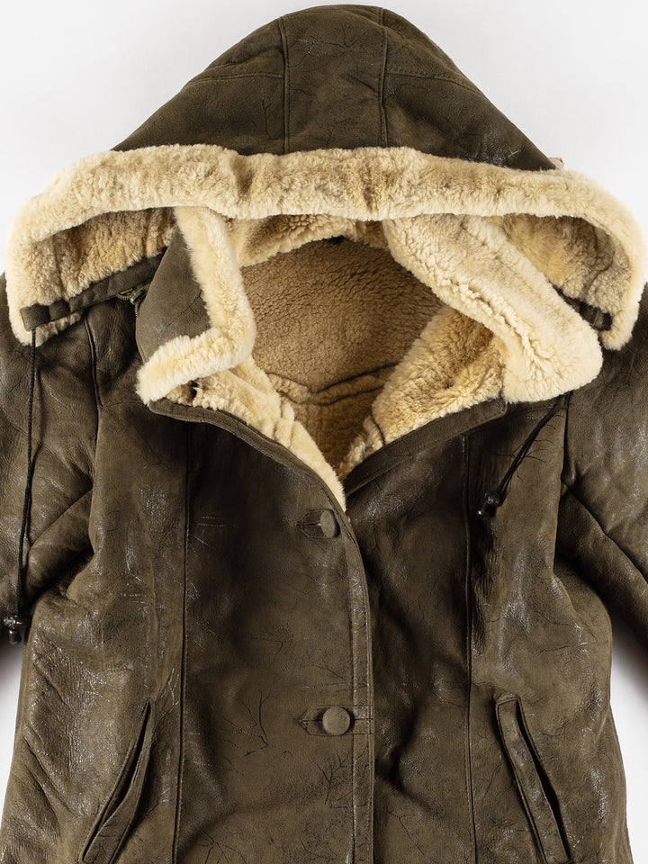Vintage 70's Women Sheepskin Coat in GreenMN803