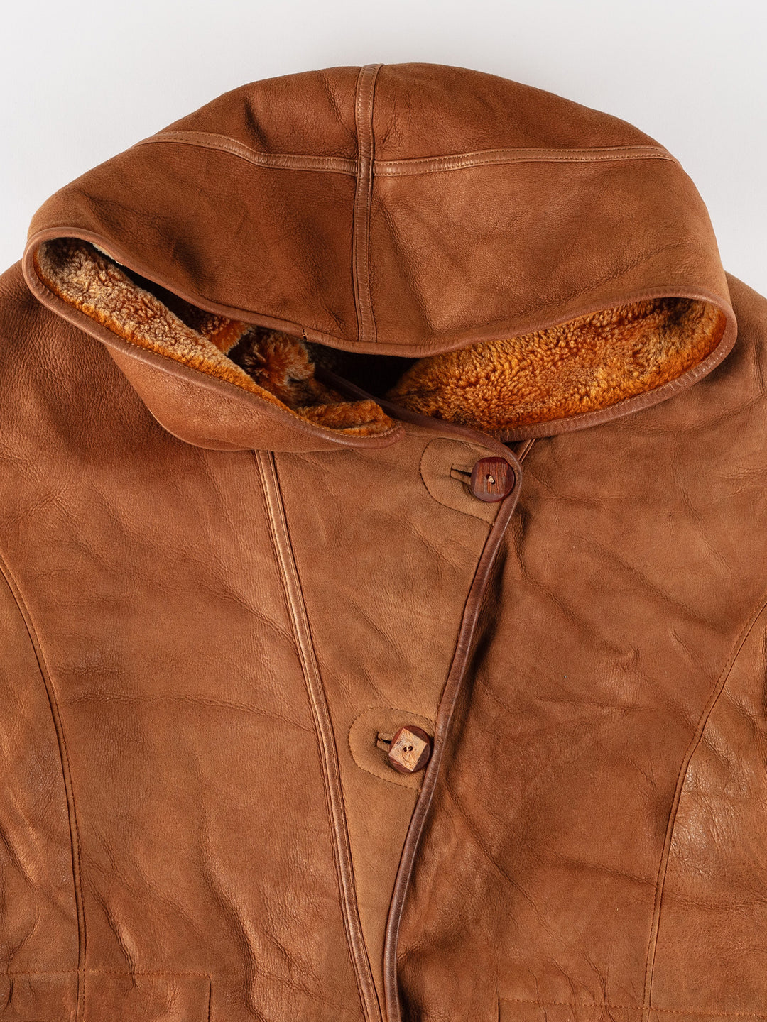 Vintage 80's Women Sheepskin Coat in BrownMN622