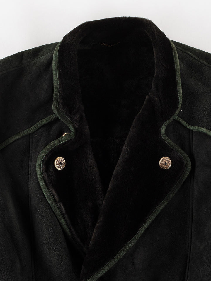 Vintage 80's Men Sheepskin Coat in GreenVN776