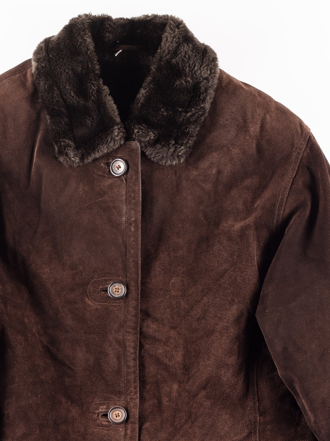 Vintage 80's Women Faux Sheepskin Coat in Brown