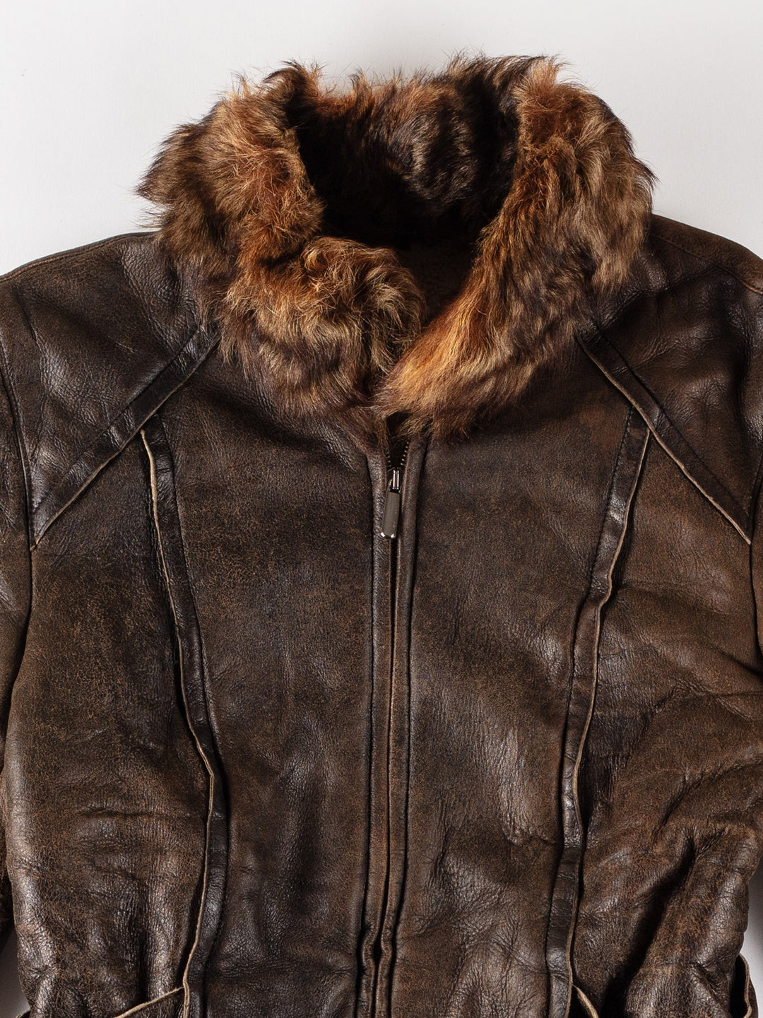 Vintage 80's Women Sheepskin Jacket in BrownMN573