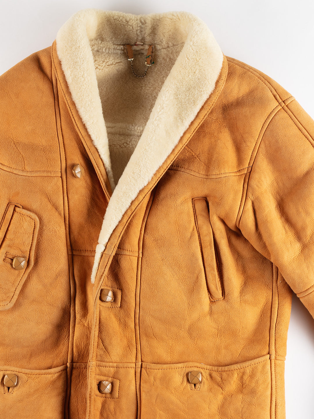 Vintage 80's Men Sheepskin Coat in Brown