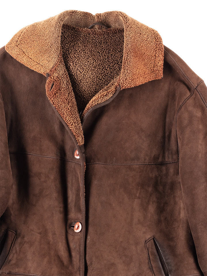 Vintage 00's Women Sheepskin Coat in Brown