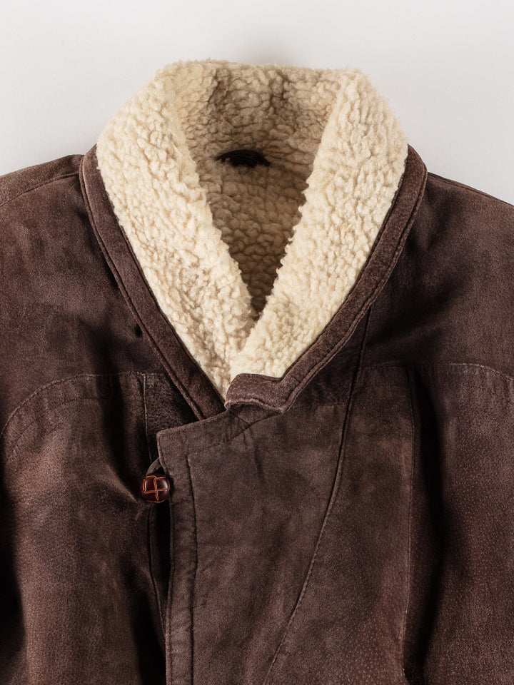Vintage 80's Men Sheepskin Coat in BrownVN552