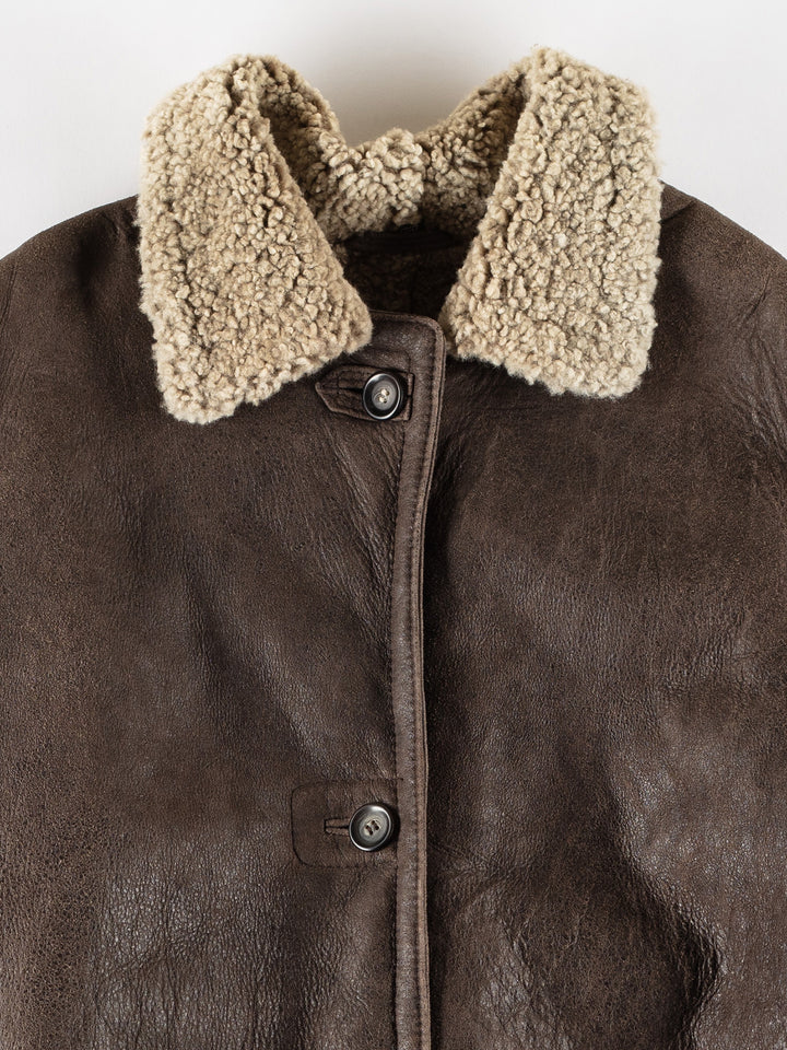 Vintage 80's Women Sheepskin Coat in BrownMN790