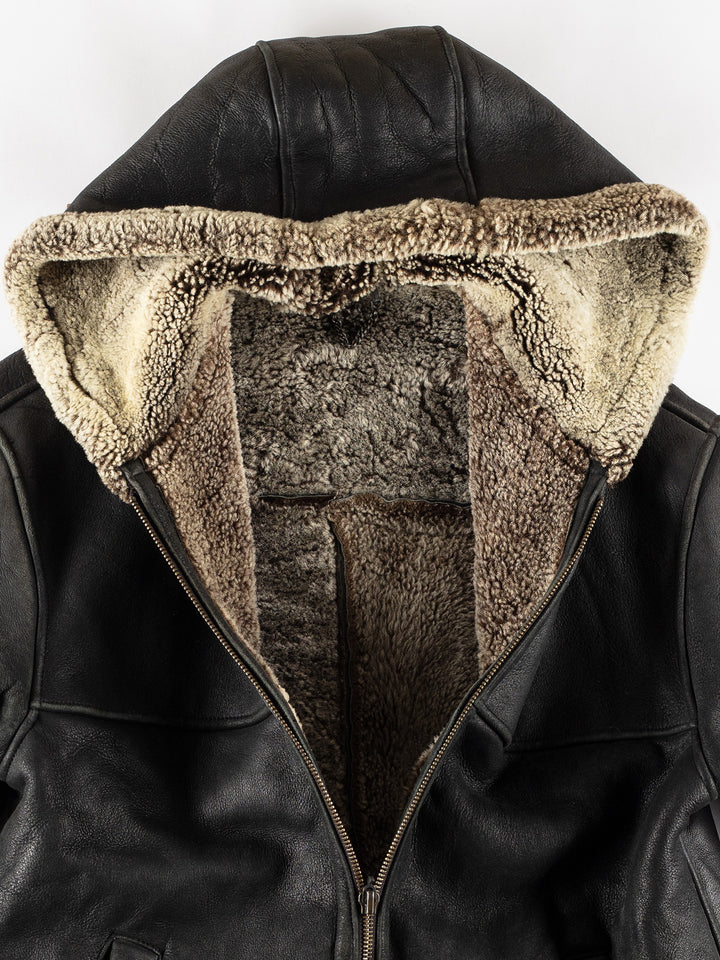 Vintage 80's Men Sheepskin Coat in BlackVN775