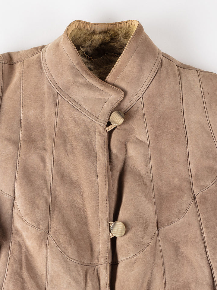 Vintage 80's Women Sheepskin Coat in BeigeMN555