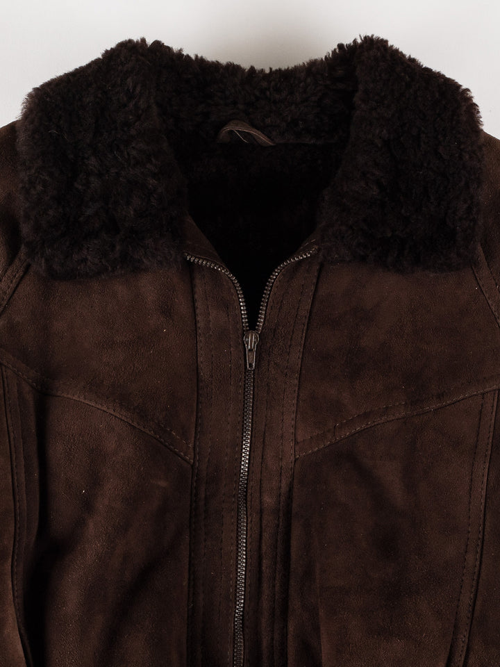 Vintage 80's Men Sheepskin Jacket in BrownVN624