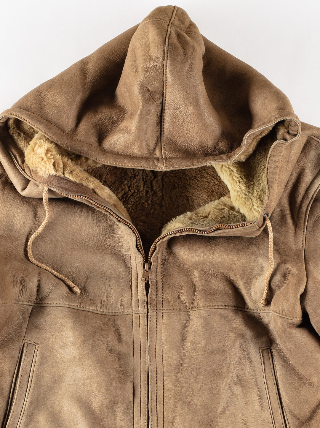 Vintage 80's Women Sheepskin Coat in BeigeMN476