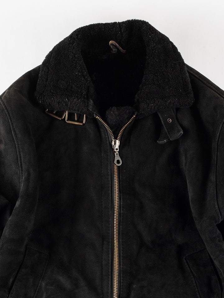 Vintage 80's Women Sheepskin Jacket in BlackMN475
