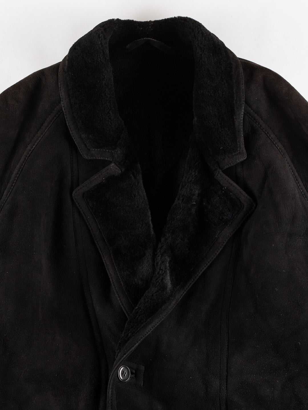 Vintage 80's Men Sheepskin Coat in BlackVN444