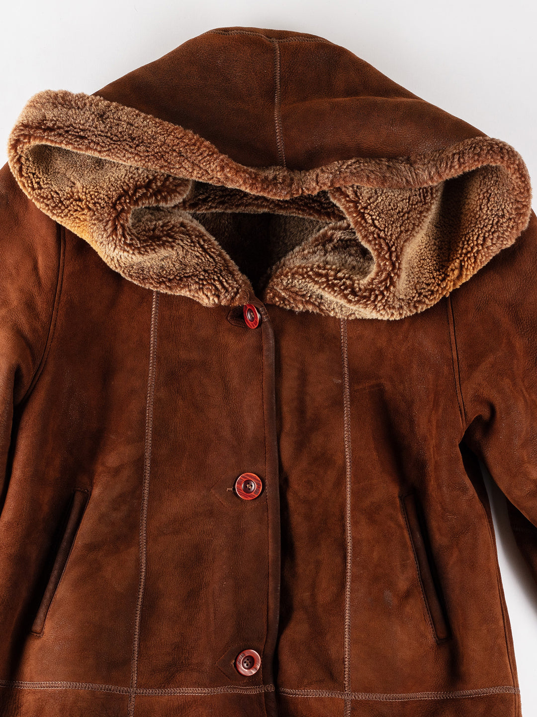 Vintage 80's Women Sheepskin Coat in BrownMN583