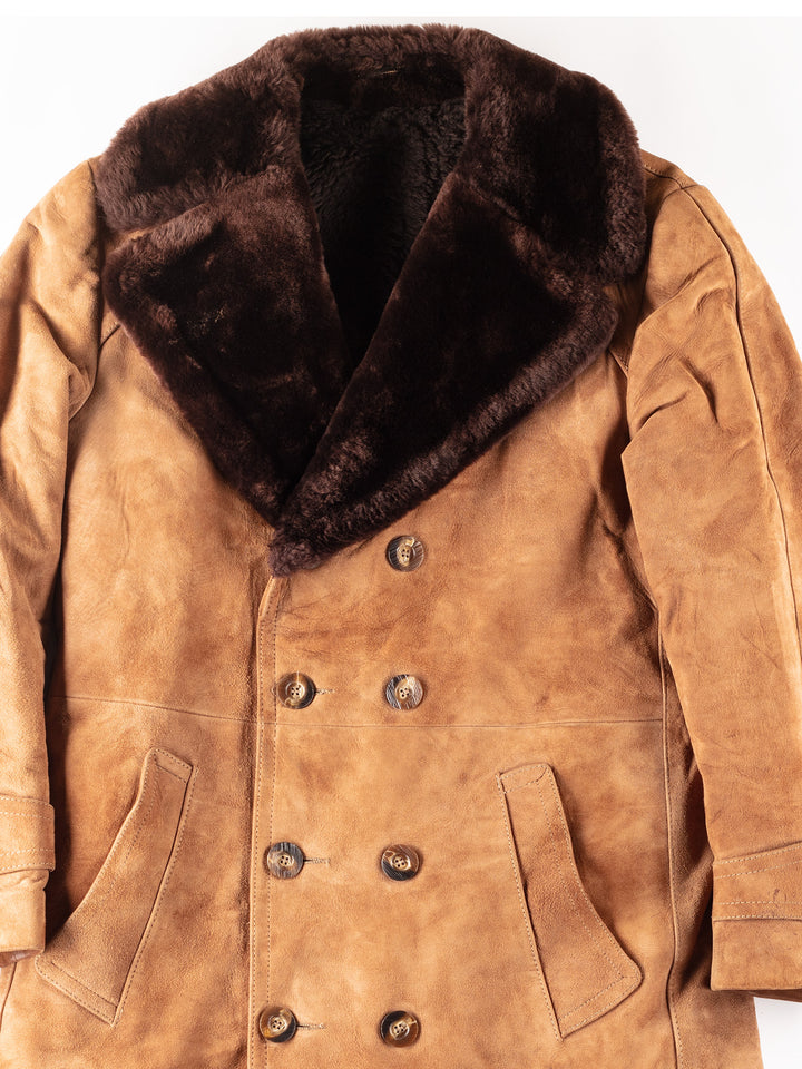 Vintage 70's Men Sheepskin Coat in Brown