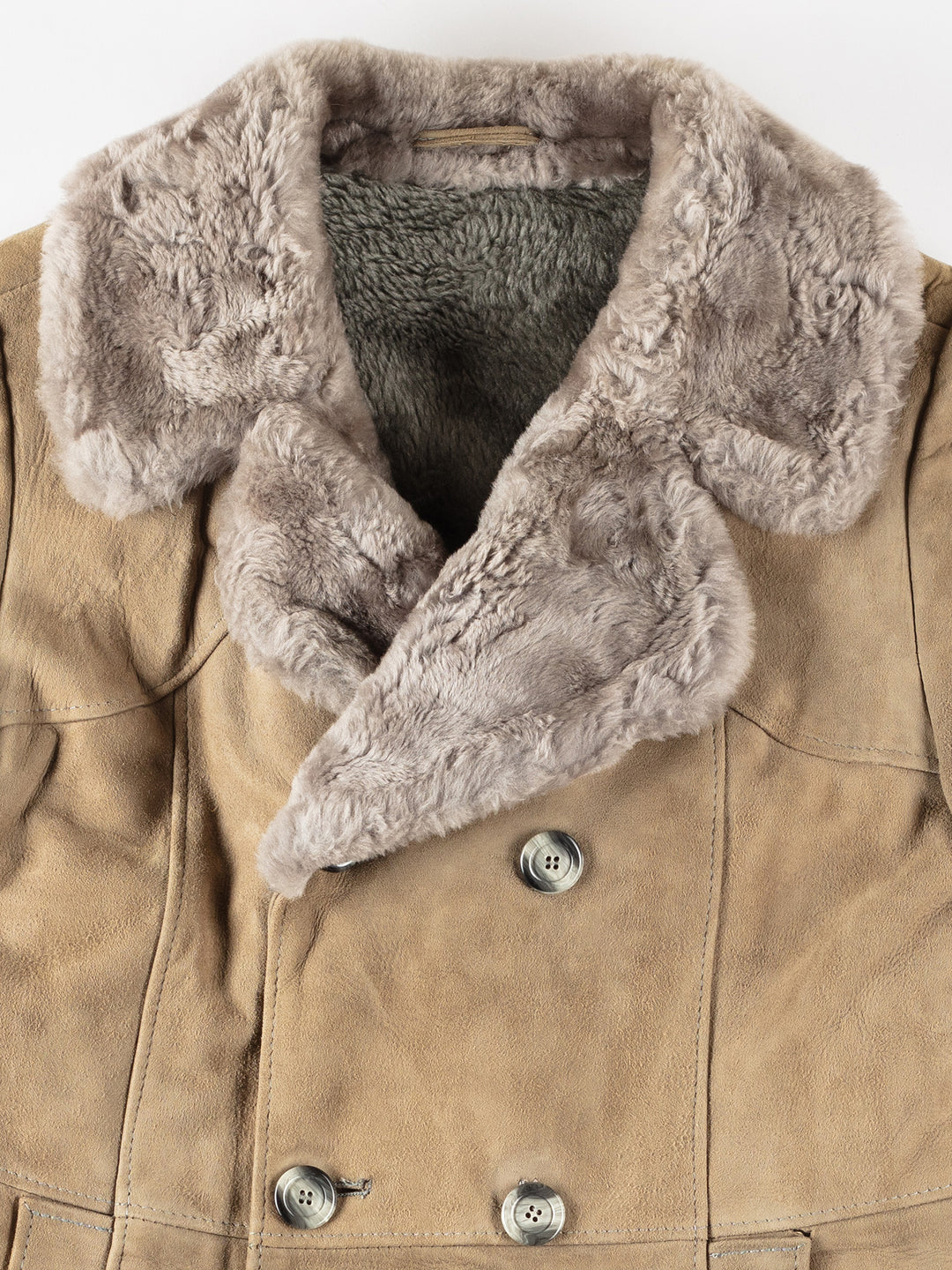 Vintage 70's Men Faux Sheepskin Coat in BeigeVN298