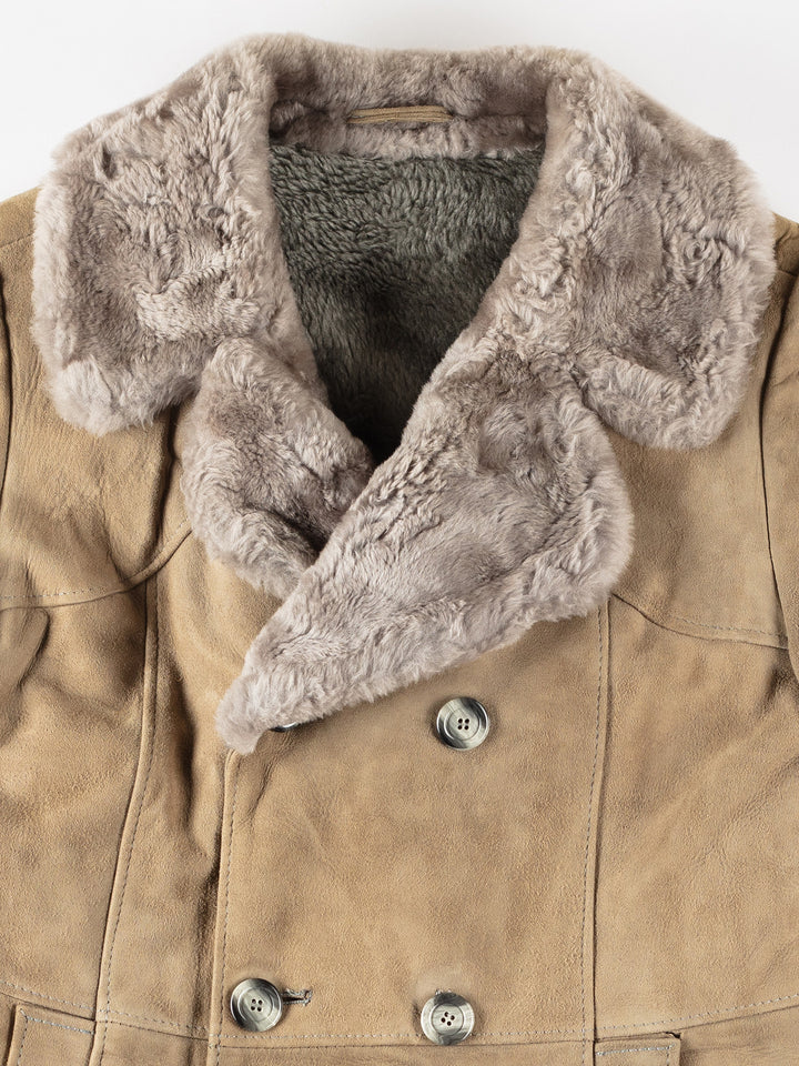 Vintage 70's Men Faux Sheepskin Coat in BeigeVN298