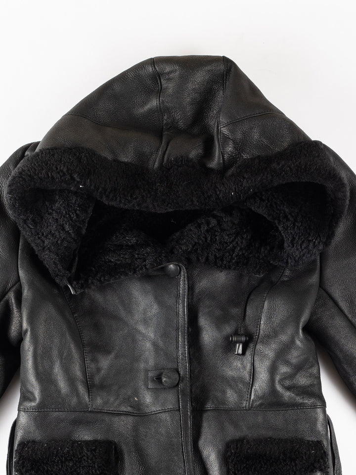 Vintage 80's Women Sheepskin Jacket in BlackMN302