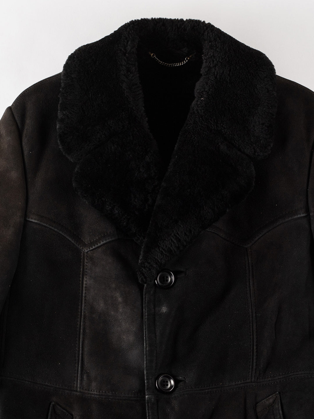 Vintage 70's Men Sheepskin Coat in BlackVN425