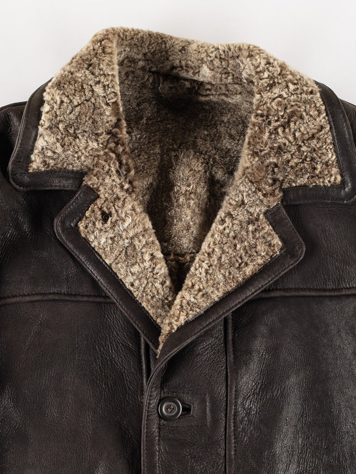 Vintage 80's Men Sheepskin Coat in BlackVN743