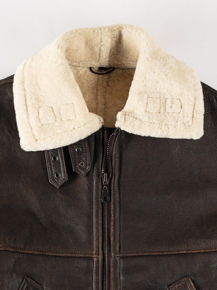 Vintage 80's Men Sheepskin Jacket in BrownVN354