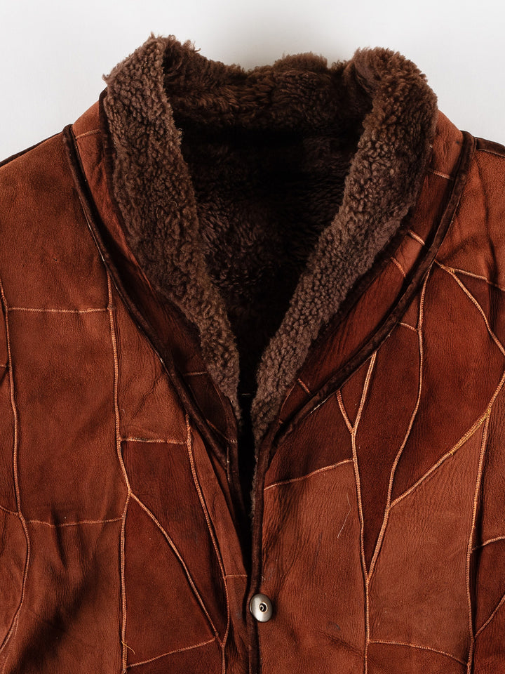 Vintage 80's Women Sheepskin Jacket in BrownMN792